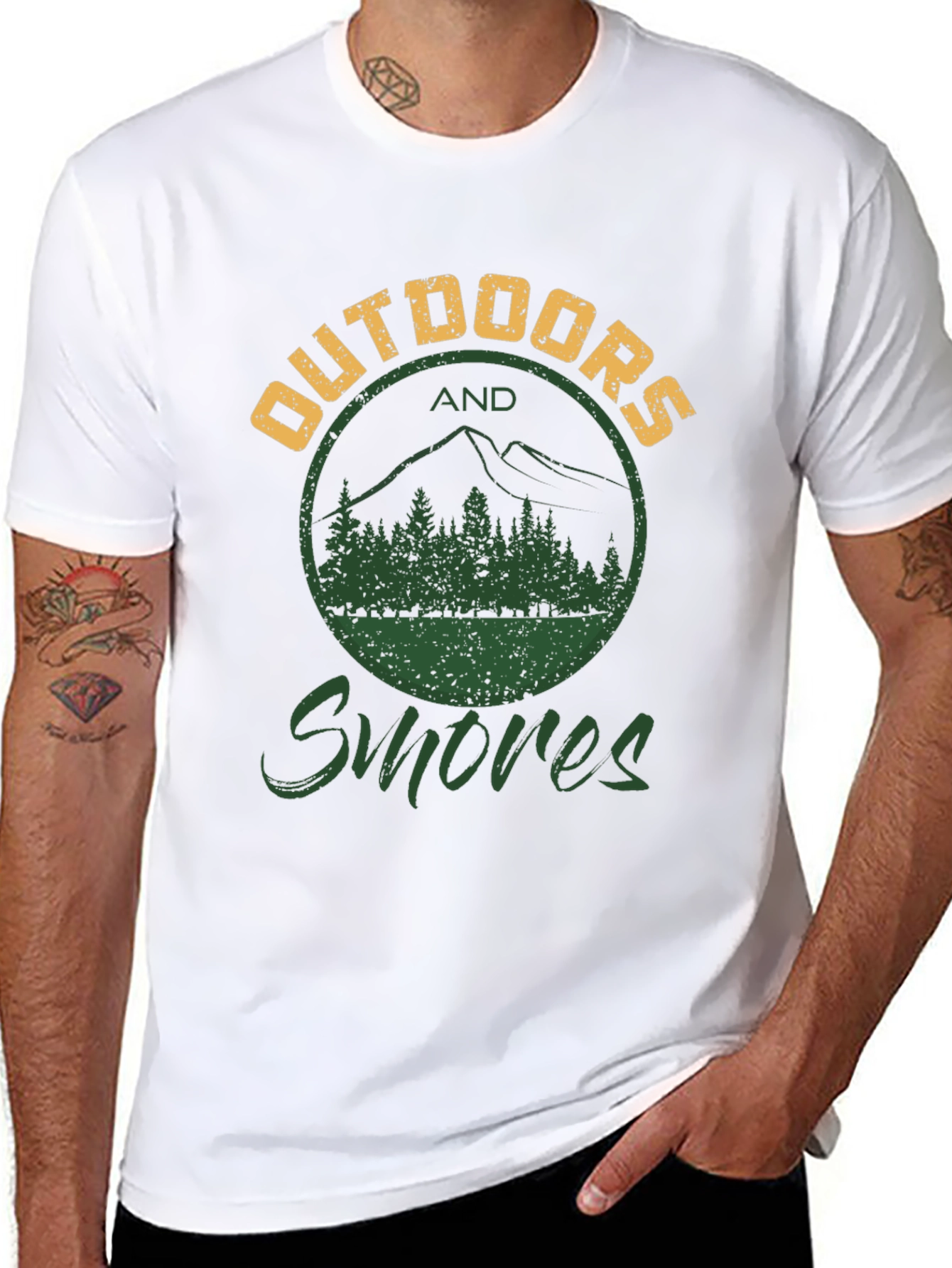 Outdoors and Smores Graphic Tee - Black