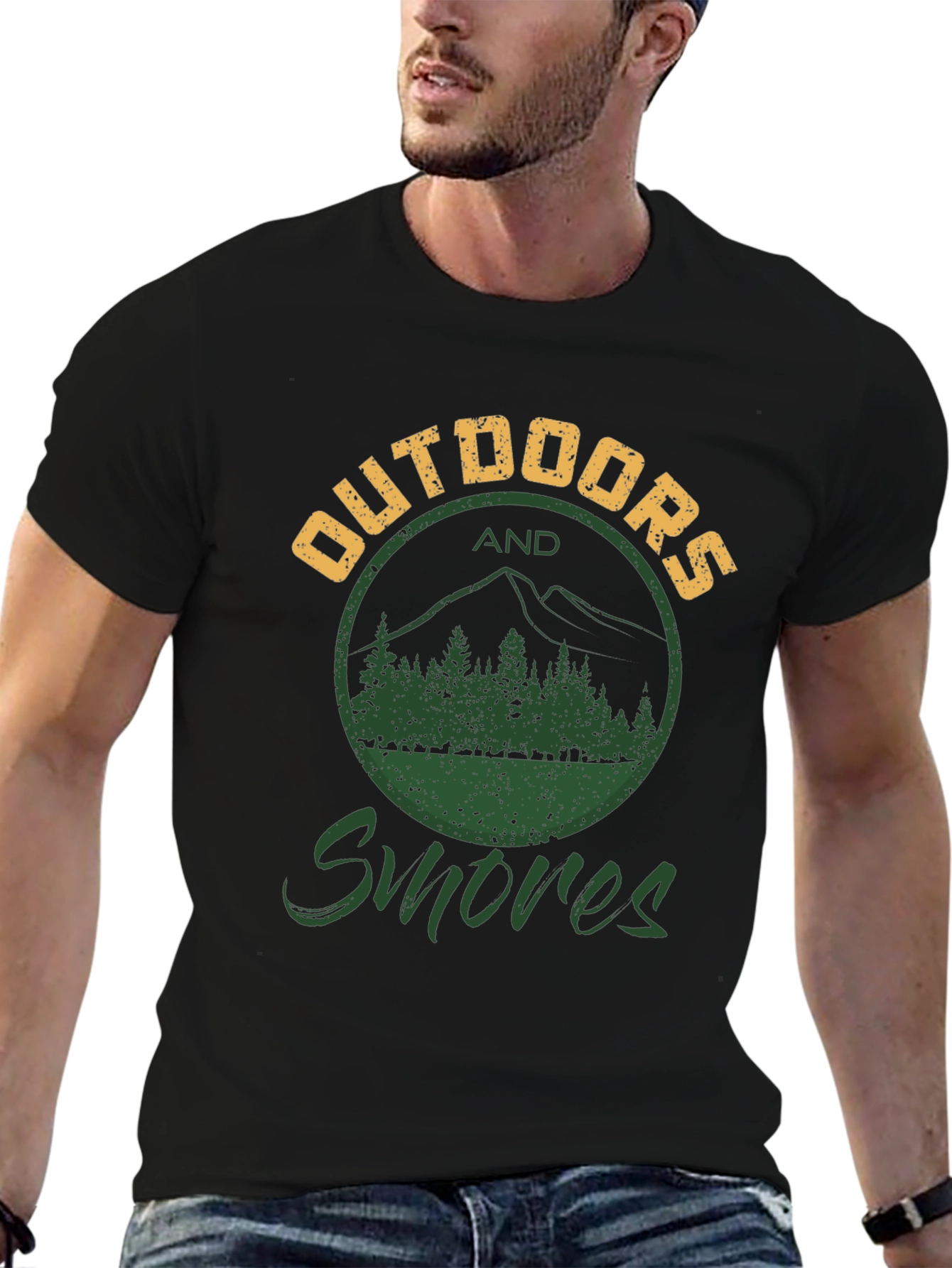 Outdoors and Smores Graphic Tee - Black