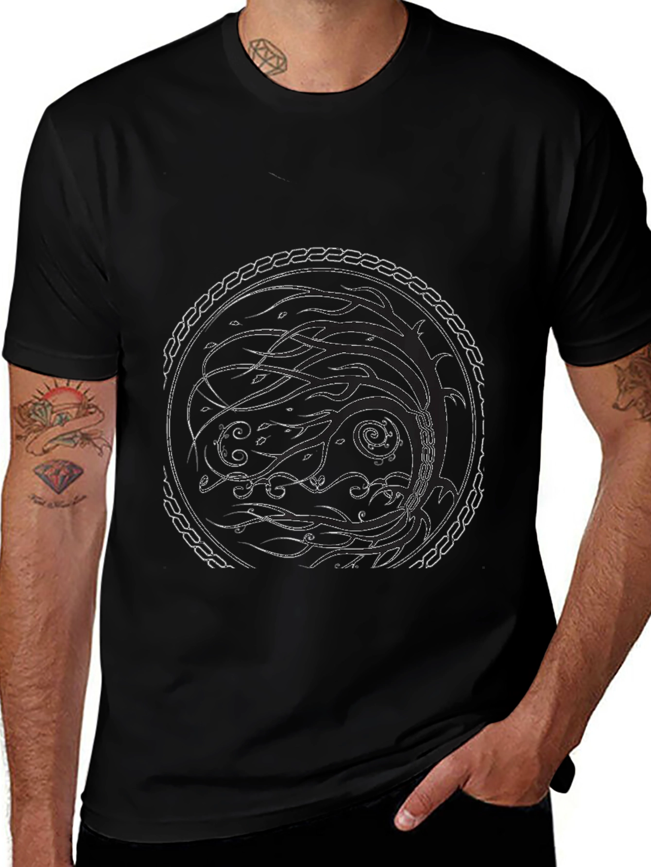Abstract Circle Graphic Black Tee