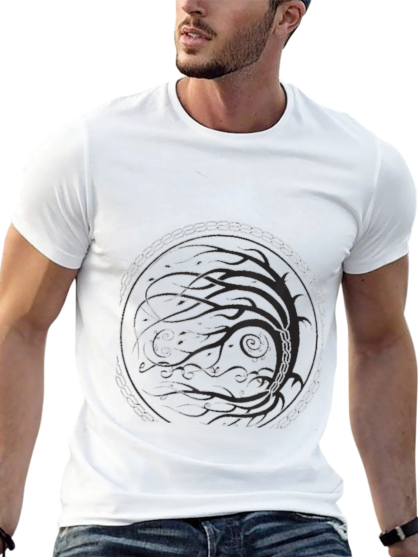 Abstract Circle Graphic Black Tee