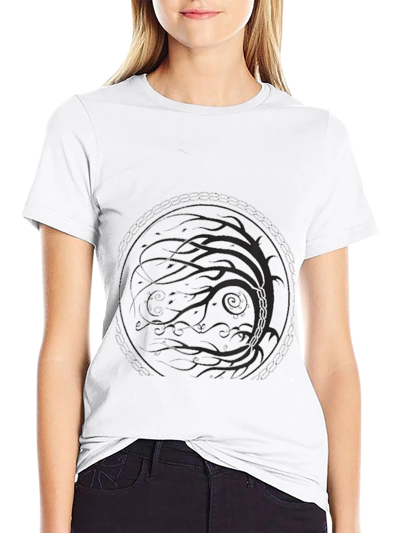Abstract Circle Graphic Black Tee