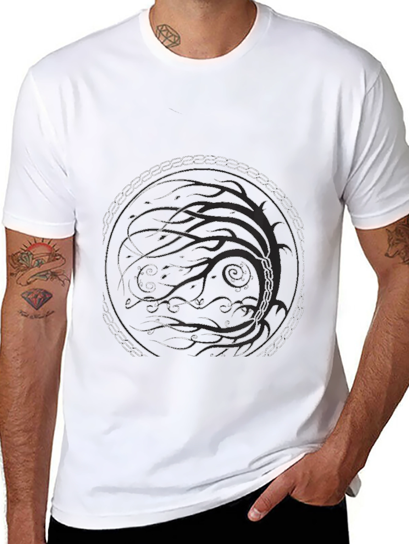 Abstract Circle Graphic Black Tee