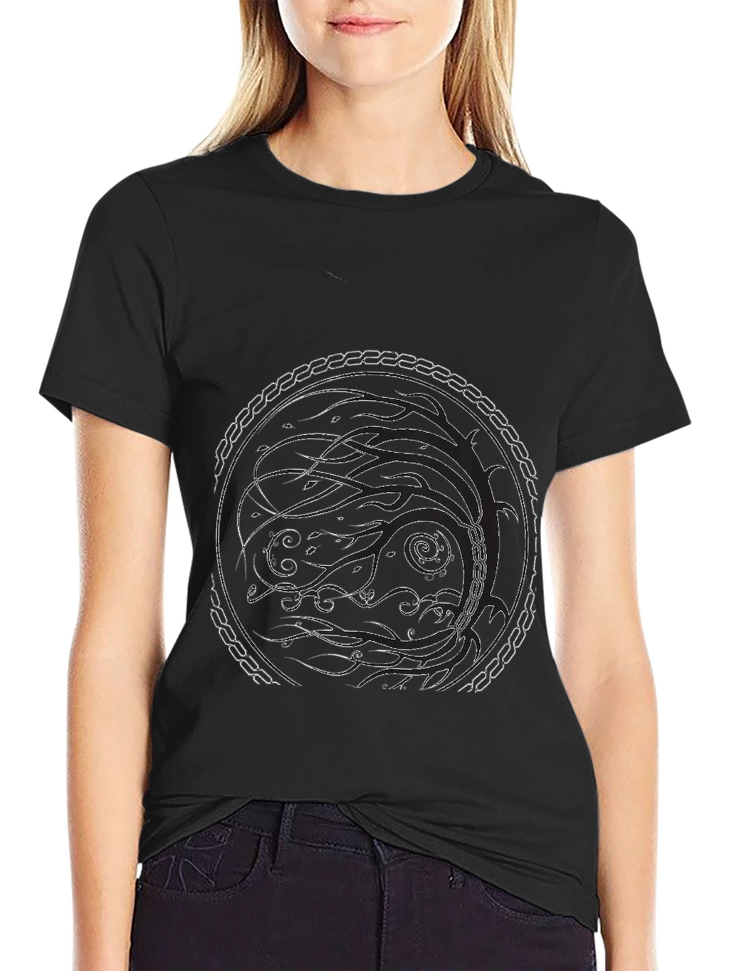 Abstract Circle Graphic Black Tee