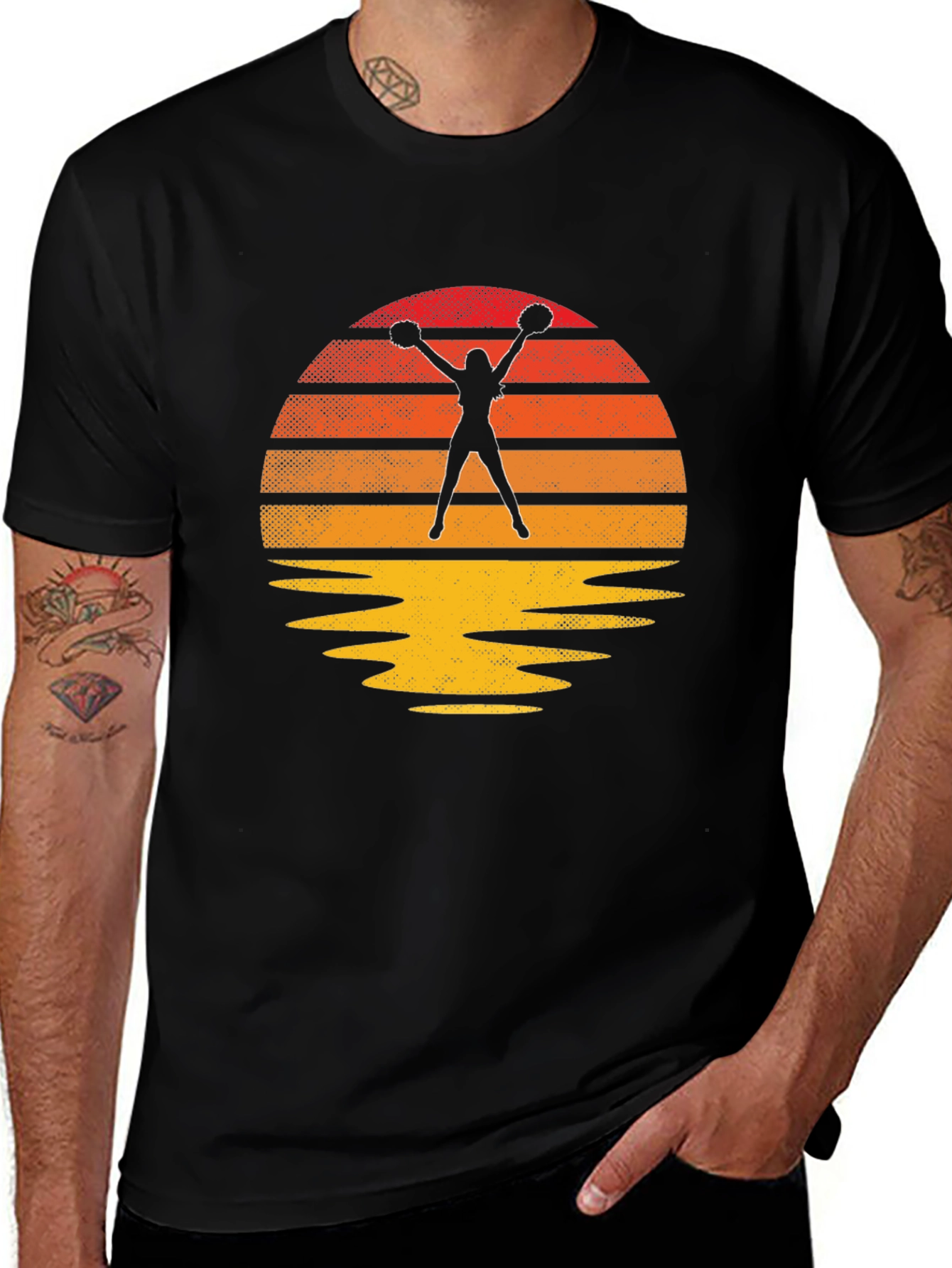 Cheerleader Sunset Graphic Tee - Retro Vibe