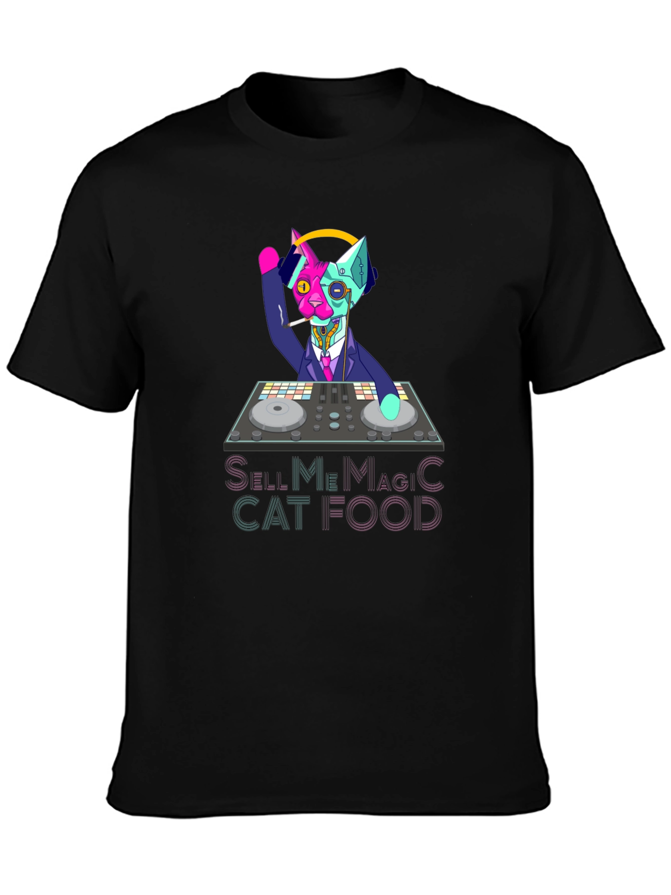 DJ Cat T-Shirt - Sell Me Magic Cat Food Graphic Tee