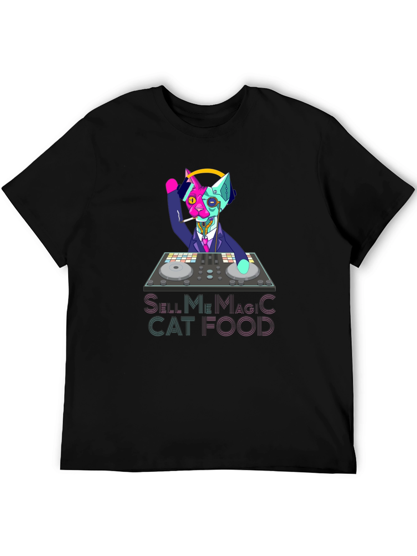 DJ Cat T-Shirt - Sell Me Magic Cat Food Graphic Tee