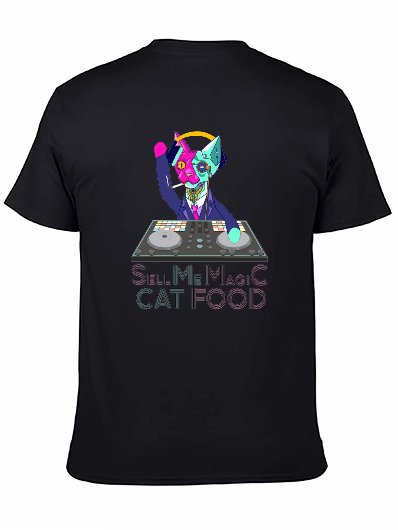DJ Cat T-Shirt - Sell Me Magic Cat Food Graphic Tee