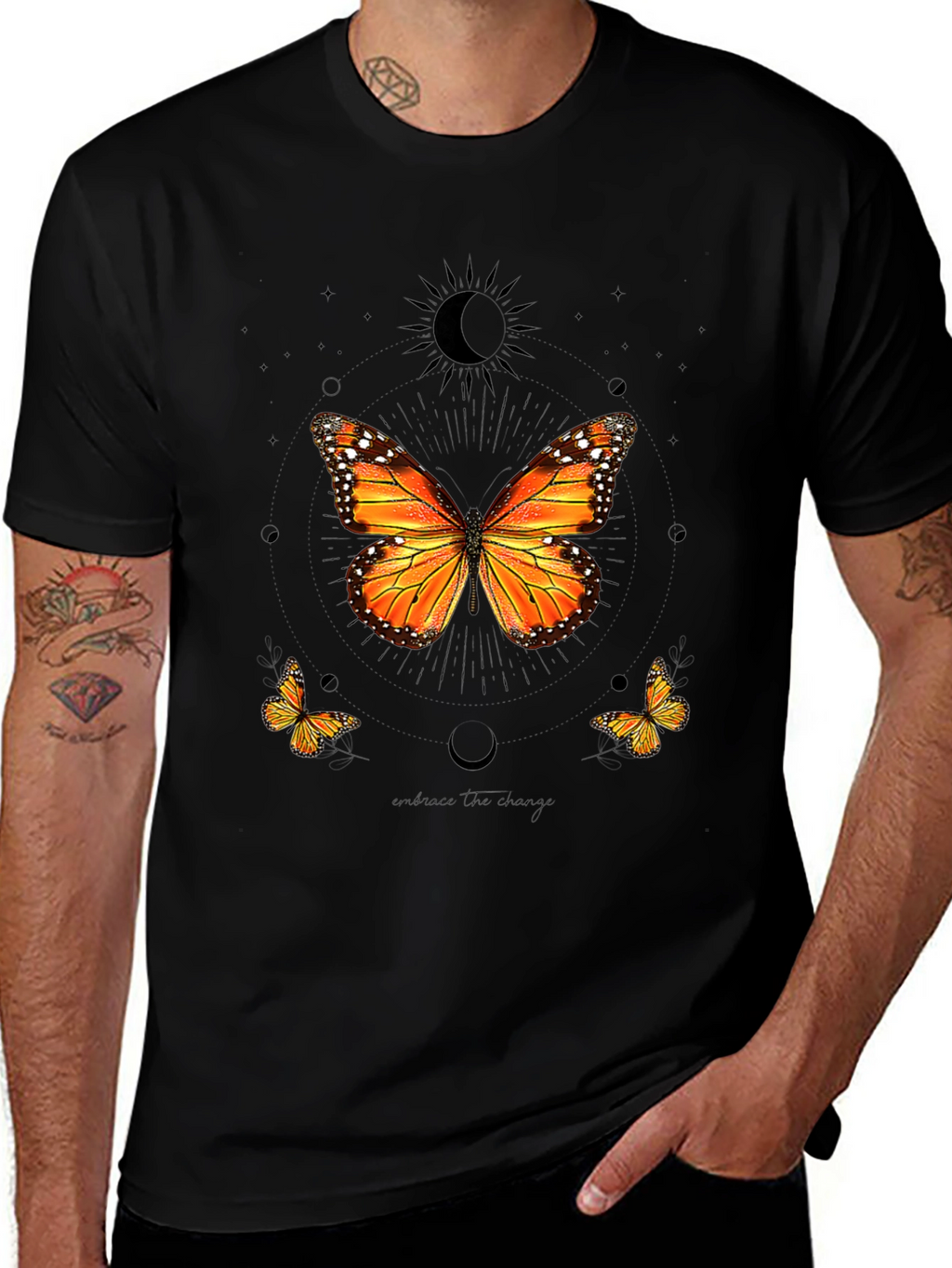 Butterfly Graphic Print Crew Neck T-Shirt