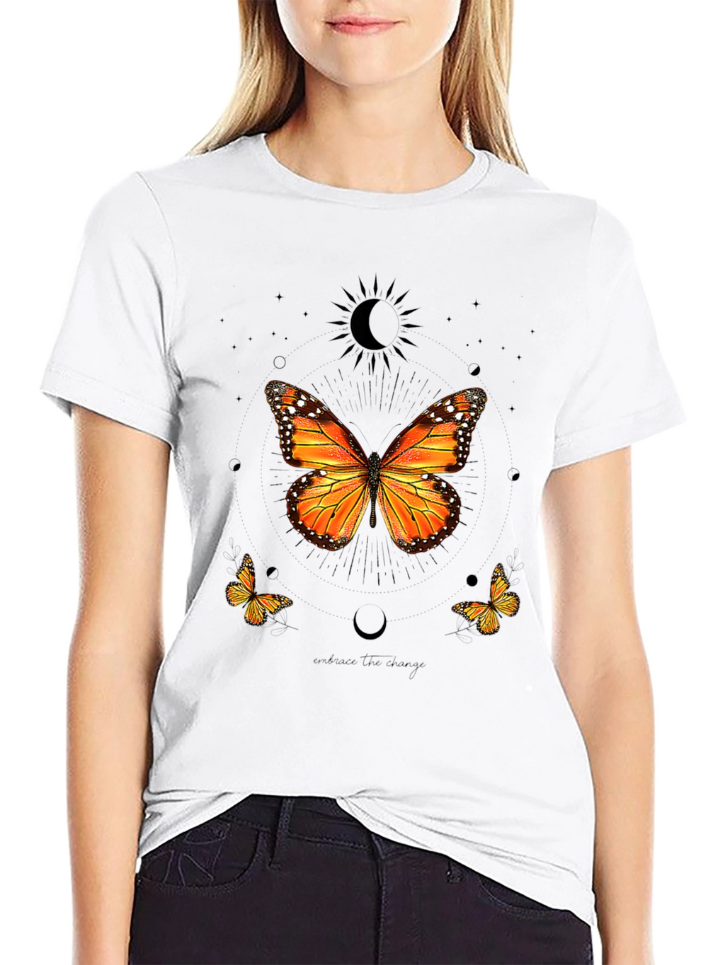 Butterfly Graphic Print Crew Neck T-Shirt