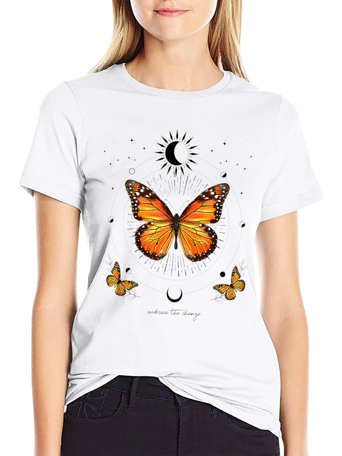 Butterfly Graphic Print Crew Neck T-Shirt