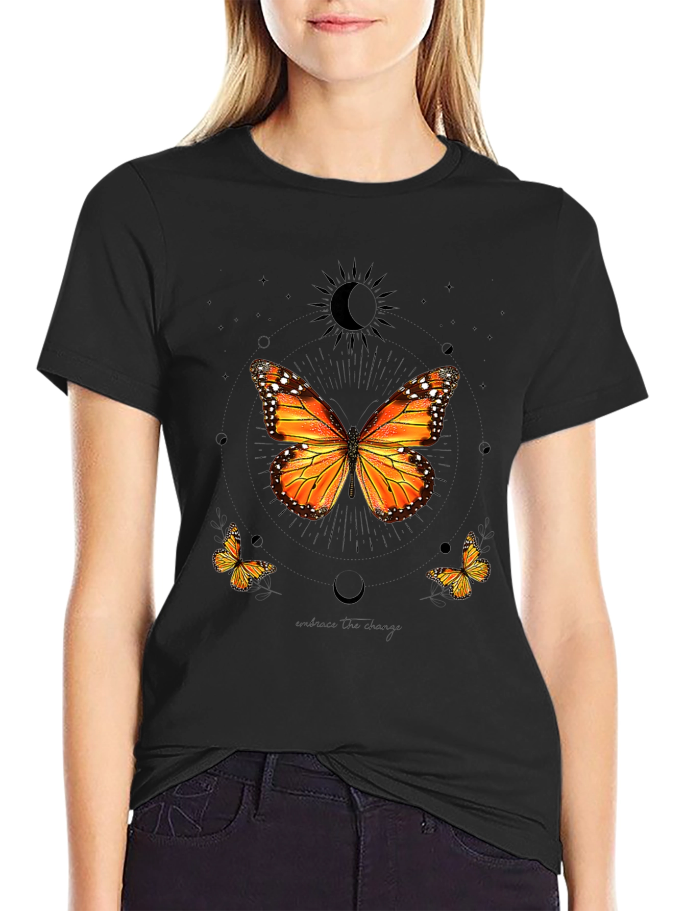 Butterfly Graphic Print Crew Neck T-Shirt