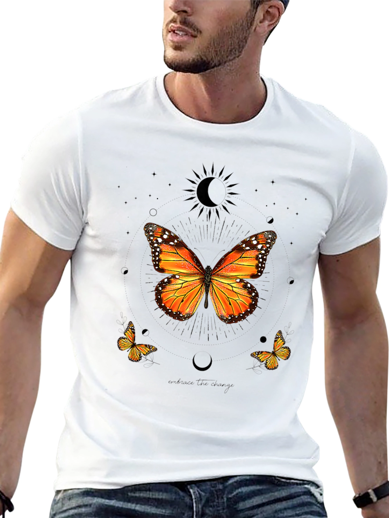 Butterfly Graphic Print Crew Neck T-Shirt