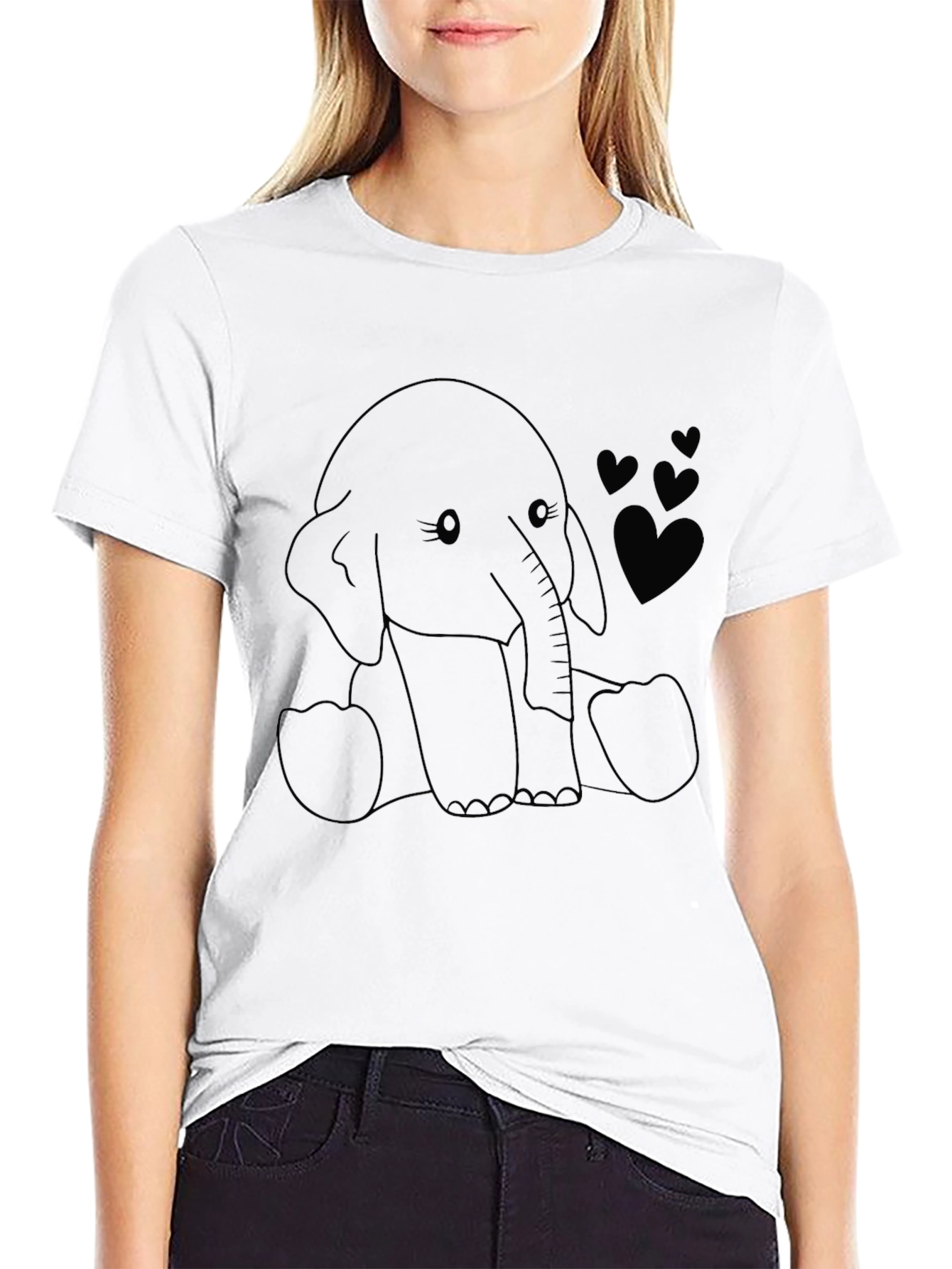 Elephant Heart Graphic Tee - Soft Black Cotton Shirt