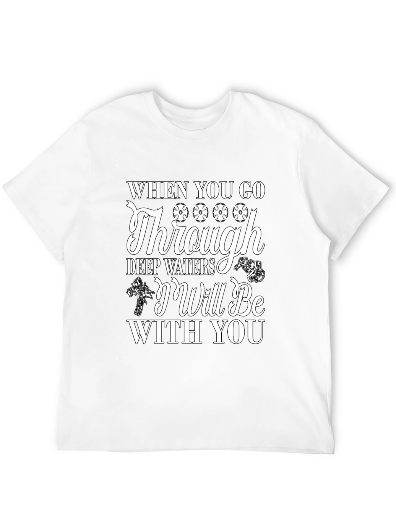Faith-Based Black Graphic Tee: Deep Waters