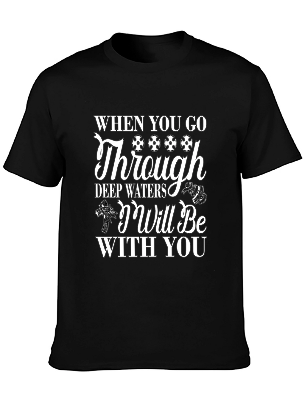 Faith-Based Black Graphic Tee: Deep Waters