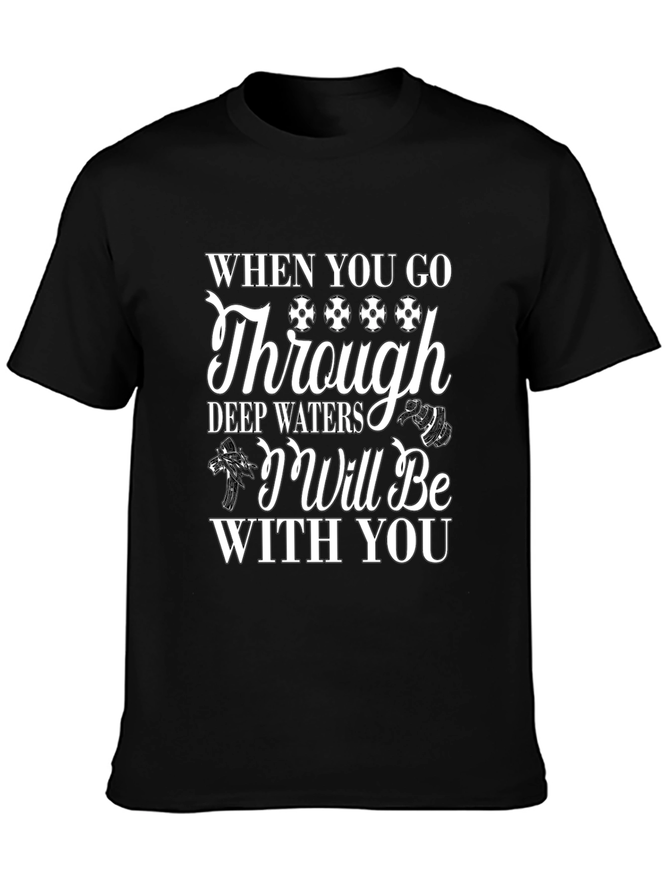 Faith-Based Black Graphic Tee: Deep Waters