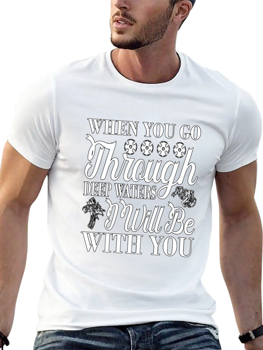 Faith-Based Black Graphic Tee: Deep Waters