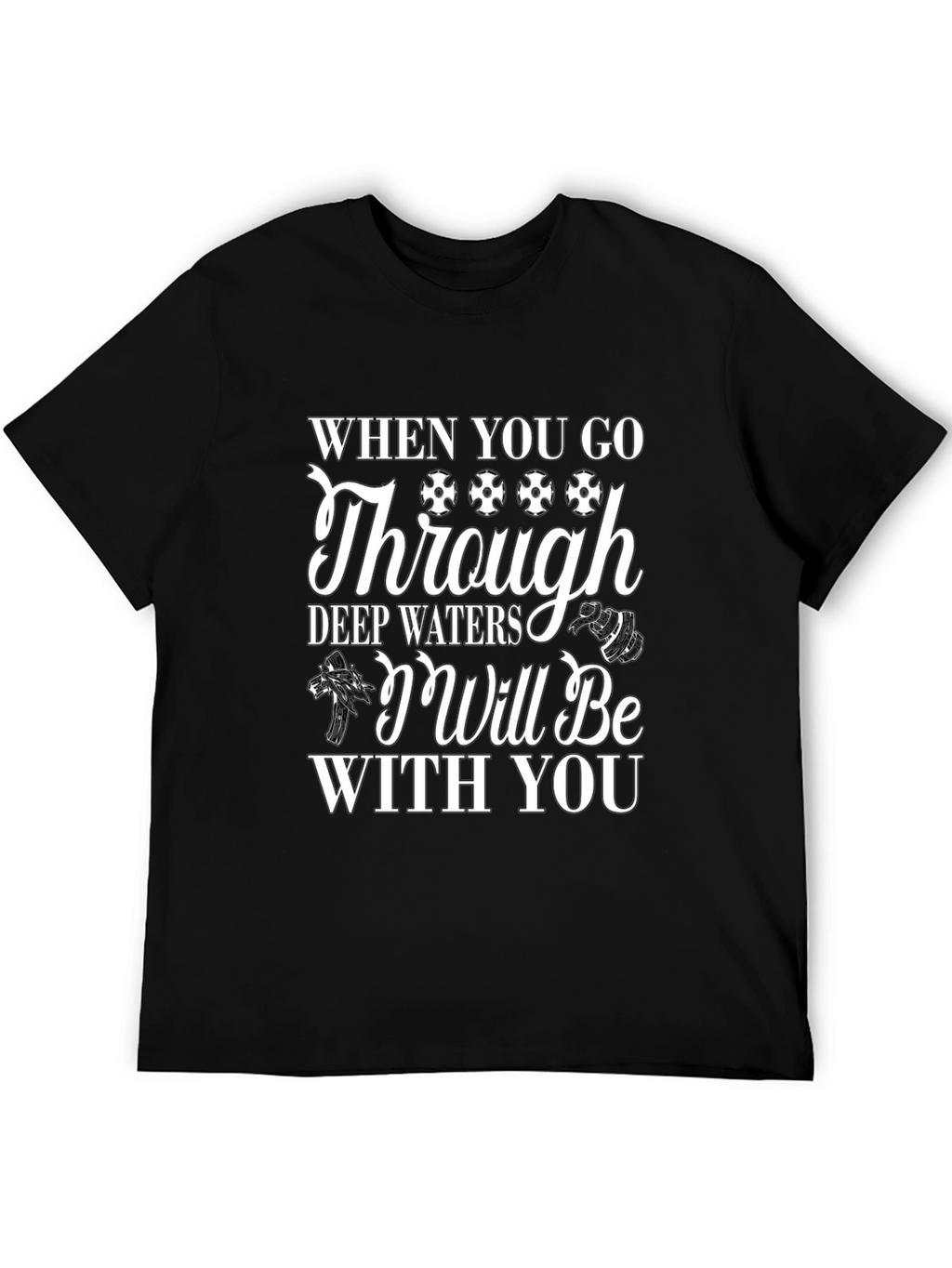Faith-Based Black Graphic Tee: Deep Waters