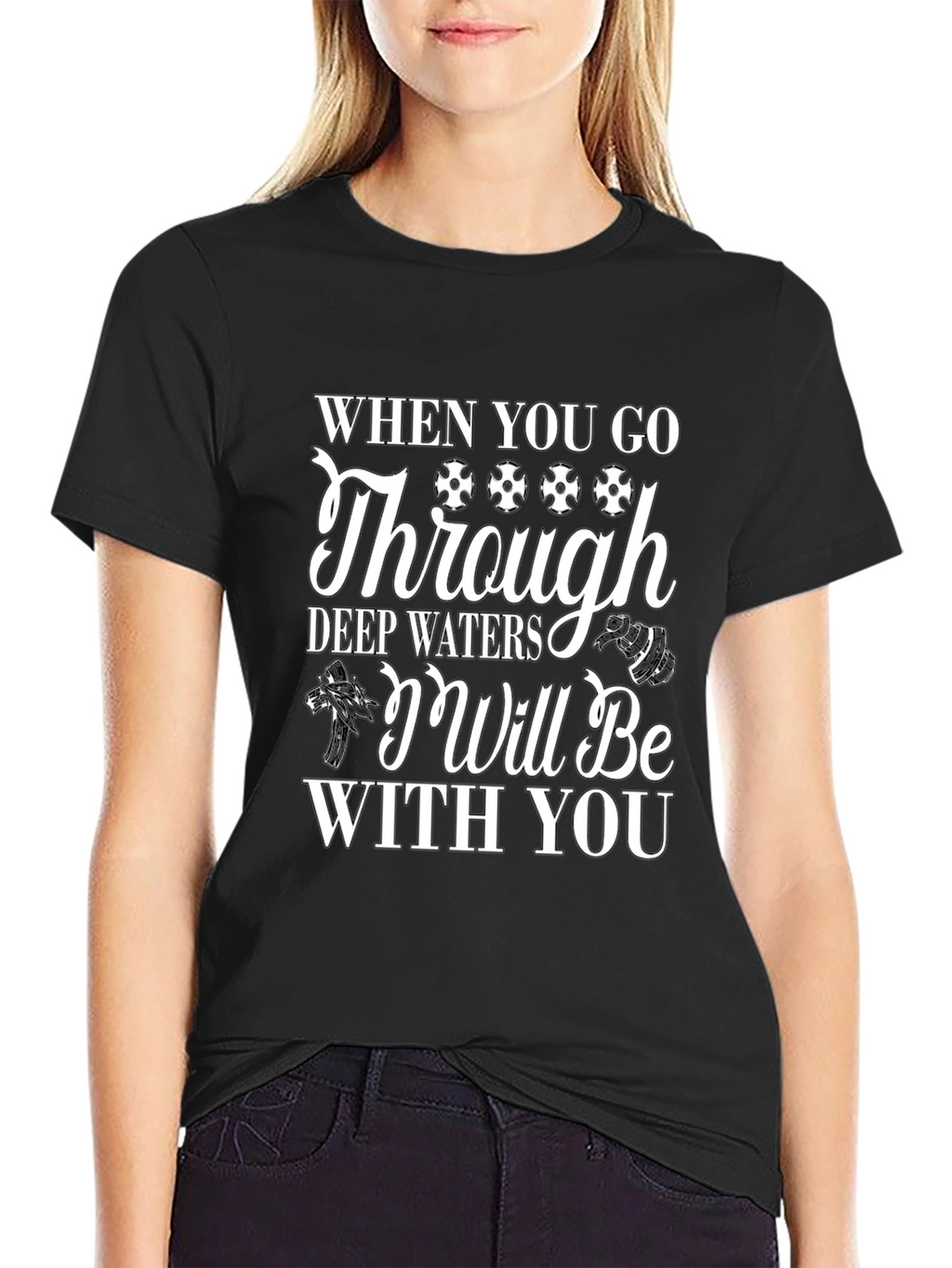Faith-Based Black Graphic Tee: Deep Waters