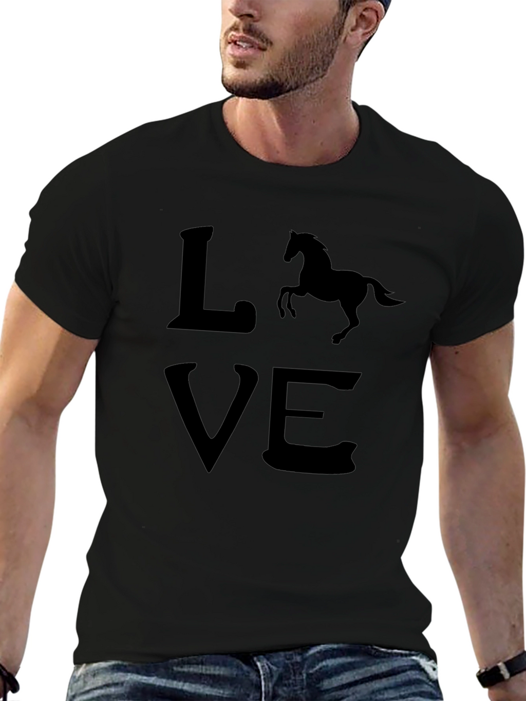 Horse Love Black T-Shirt - Equestrian Style