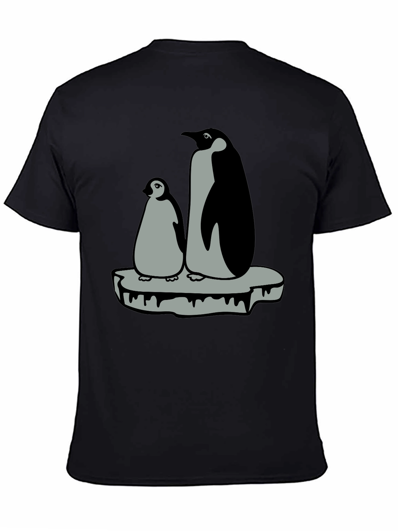 Penguin Family Graphic T-Shirt - Black