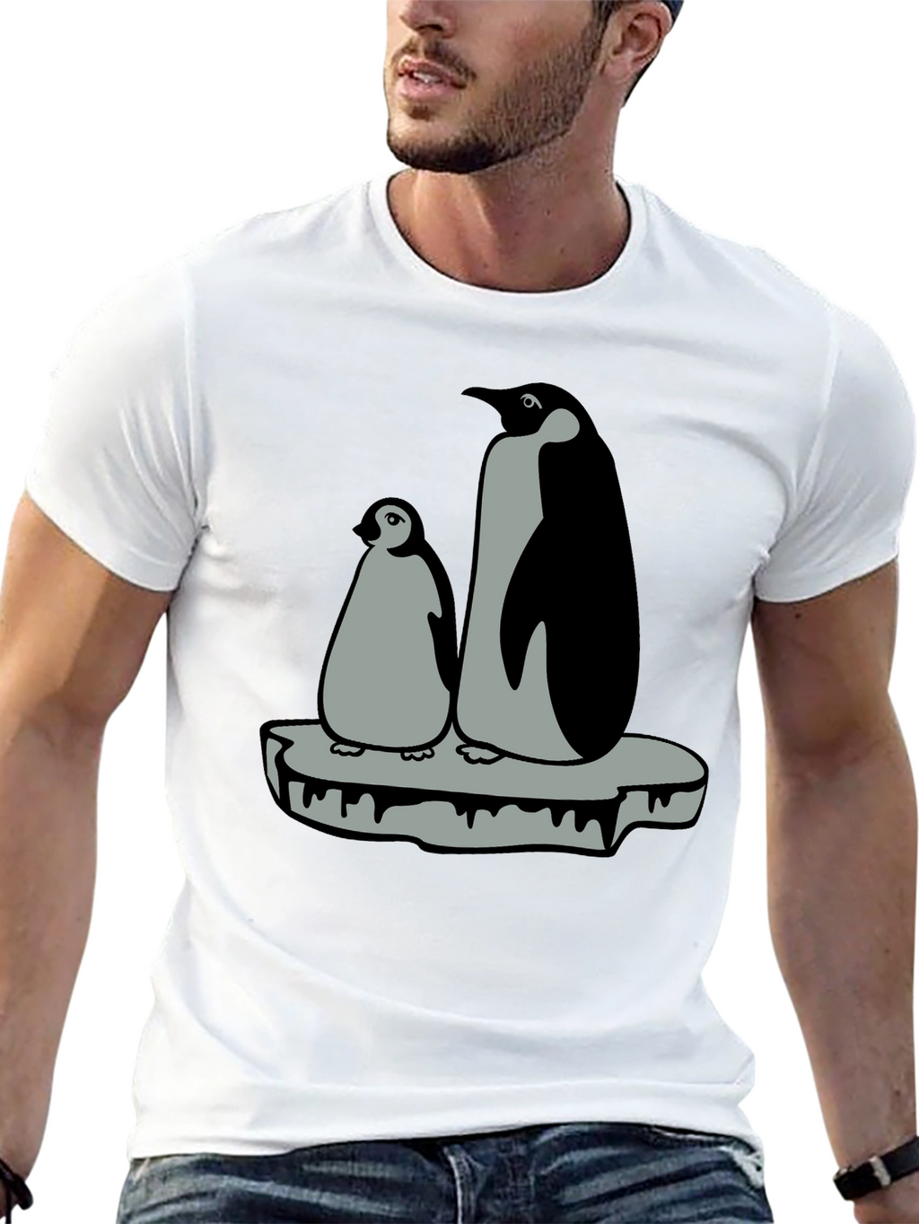 Penguin Family Graphic T-Shirt - Black
