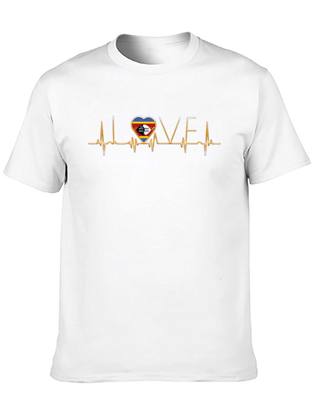 Eswatini Flag Heartbeat T-Shirt Love Kingdom of Eswatini Tee