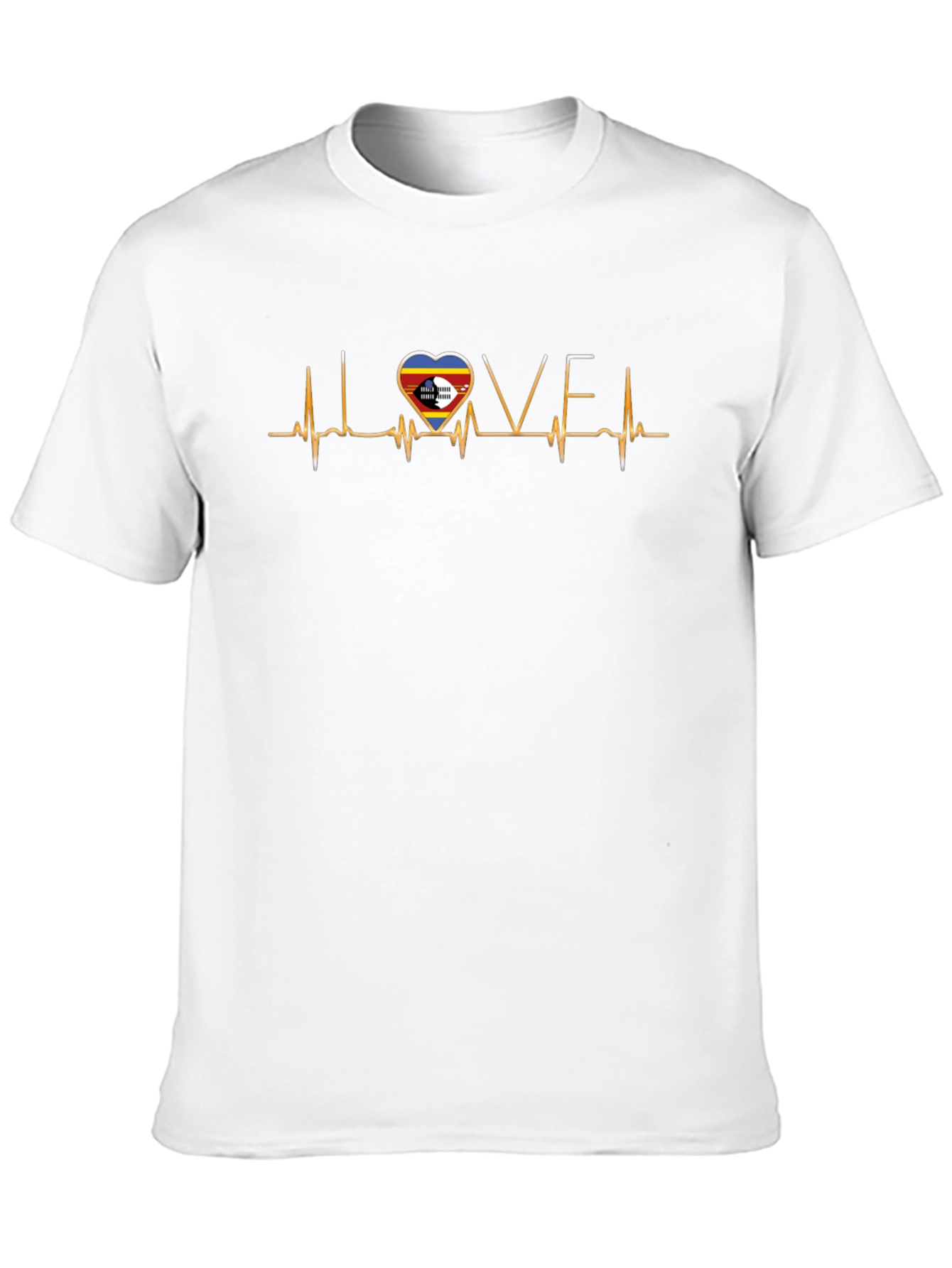 Eswatini Flag Heartbeat T-Shirt Love Kingdom of Eswatini Tee
