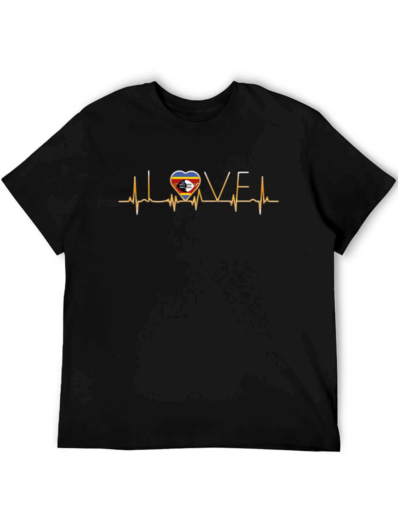 Eswatini Flag Heartbeat T-Shirt Love Kingdom of Eswatini Tee