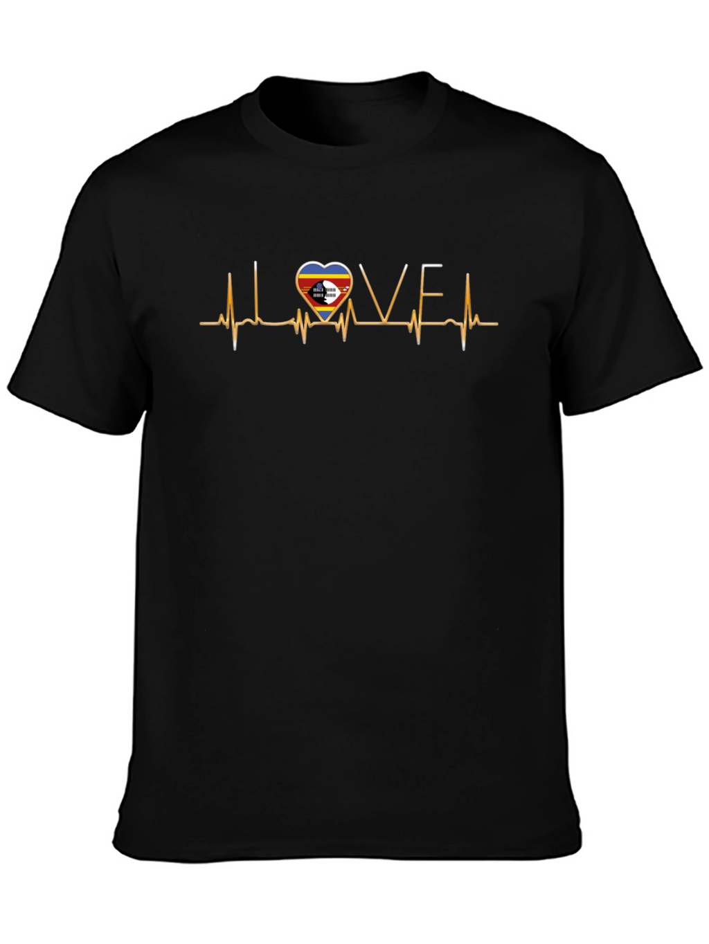 Eswatini Flag Heartbeat T-Shirt Love Kingdom of Eswatini Tee