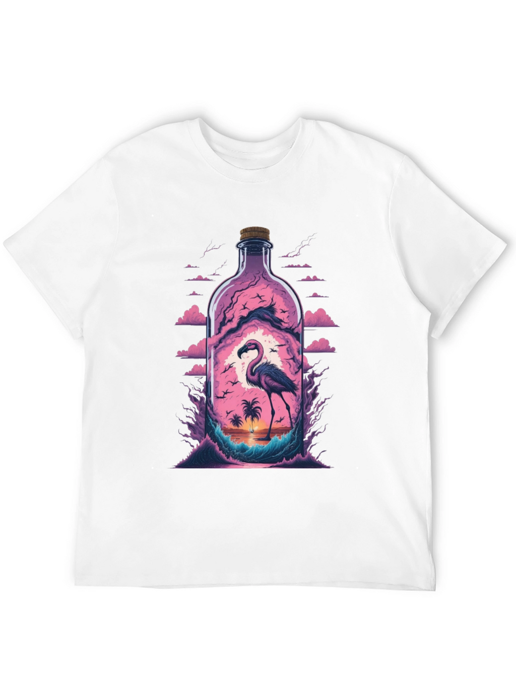 Flamingo Beach Bottle Graphic Tee