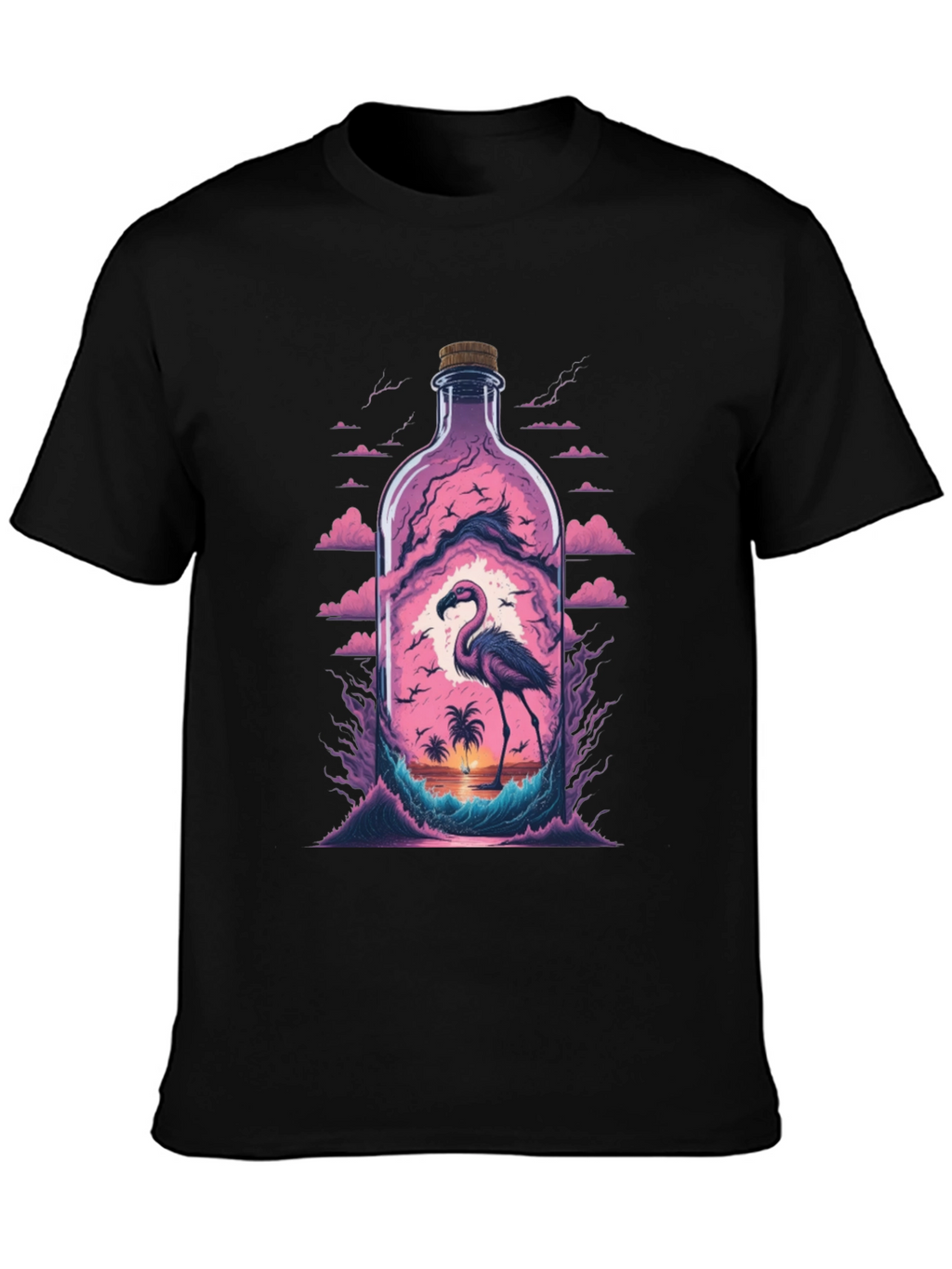 Flamingo Beach Bottle Graphic Tee