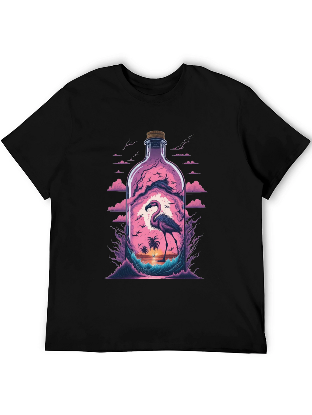 Flamingo Beach Bottle Graphic Tee