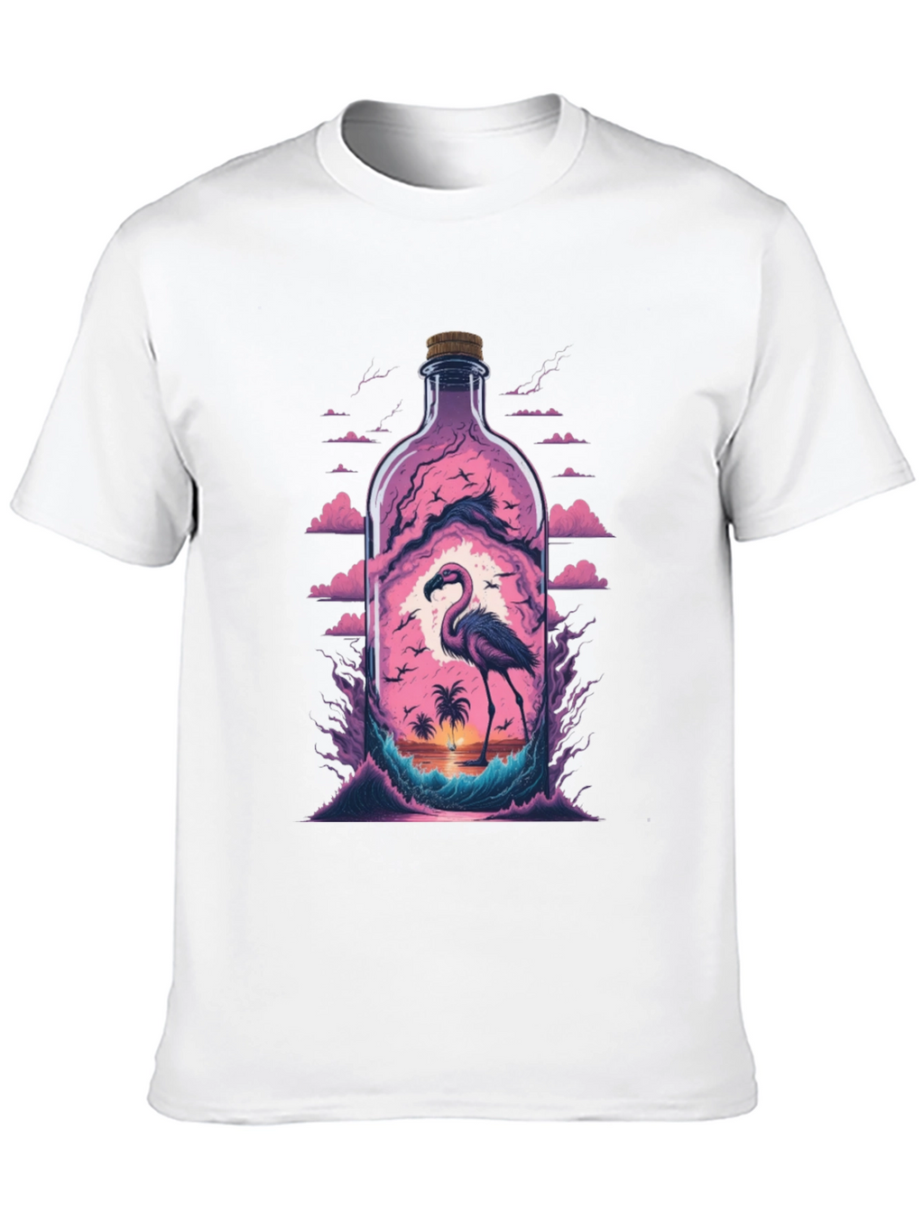 Flamingo Beach Bottle Graphic Tee