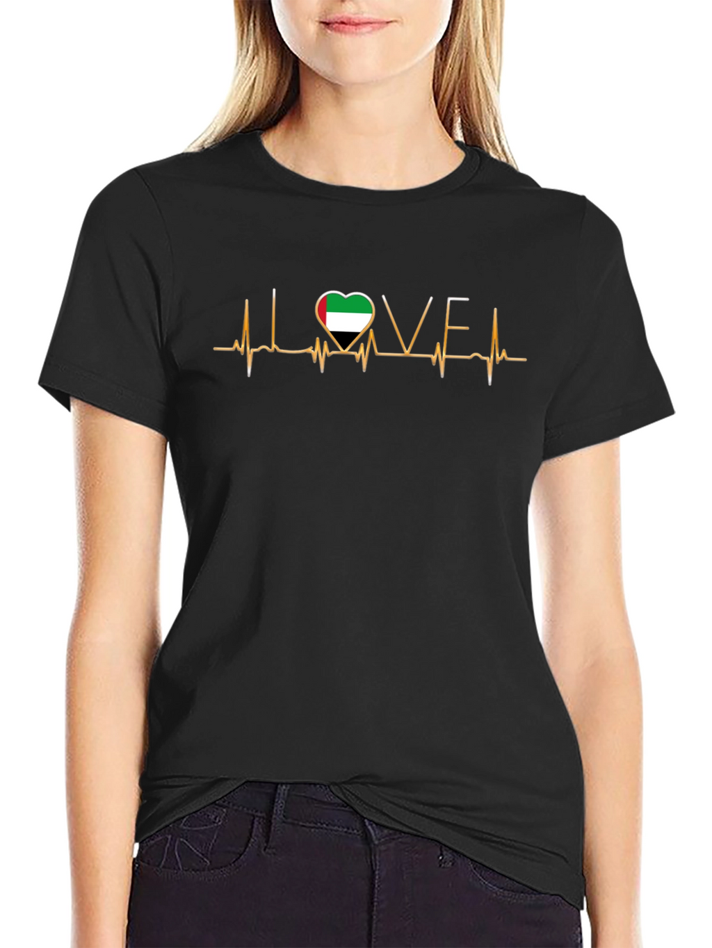 Love UAE Heartbeat T-Shirt - Patriotic Design