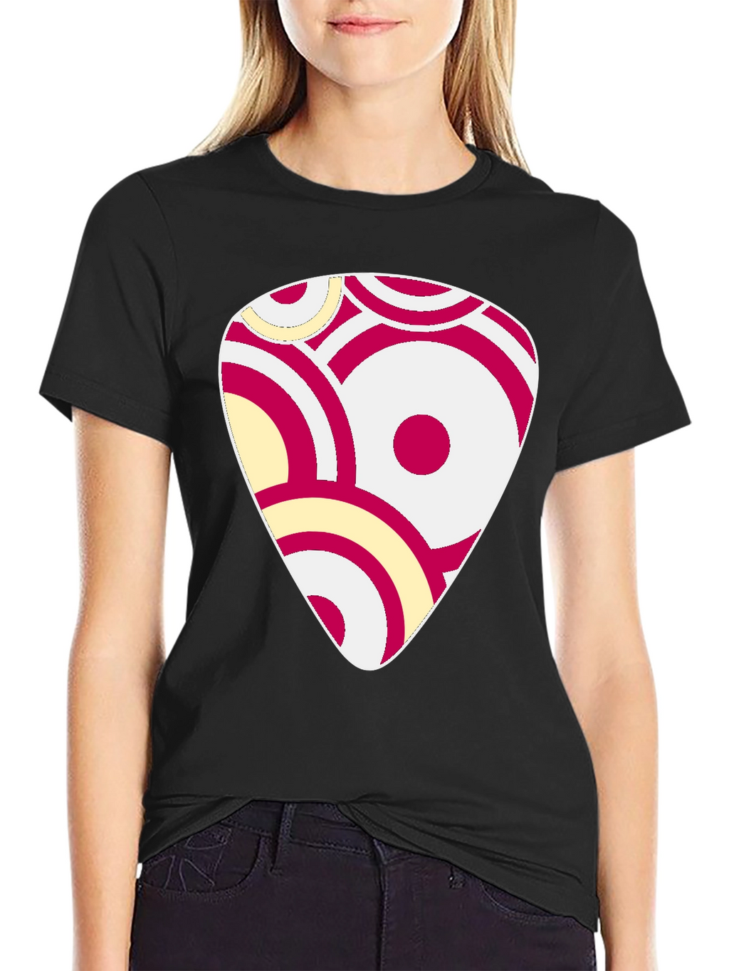 Abstract Graphic Print Black Cotton T-Shirt