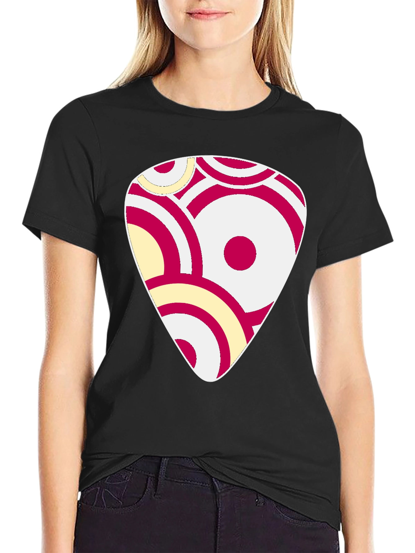 Abstract Graphic Print Black Cotton T-Shirt
