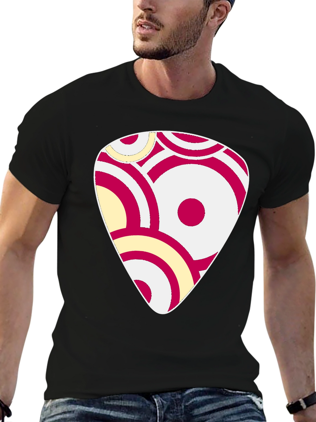 Abstract Graphic Print Black Cotton T-Shirt