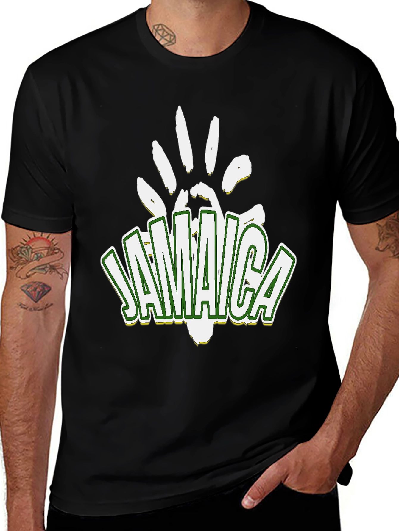 Jamaica Handprint Graphic Black T-Shirt