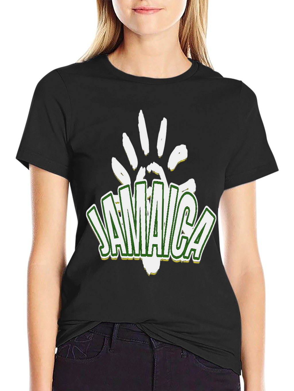 Jamaica Handprint Graphic Black T-Shirt