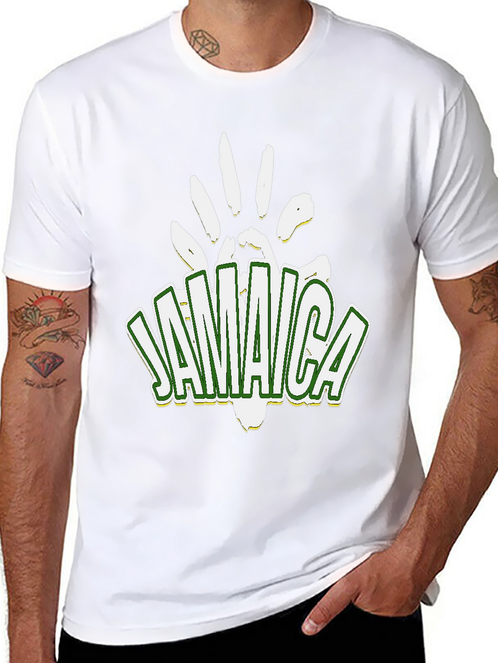 Jamaica Handprint Graphic Black T-Shirt