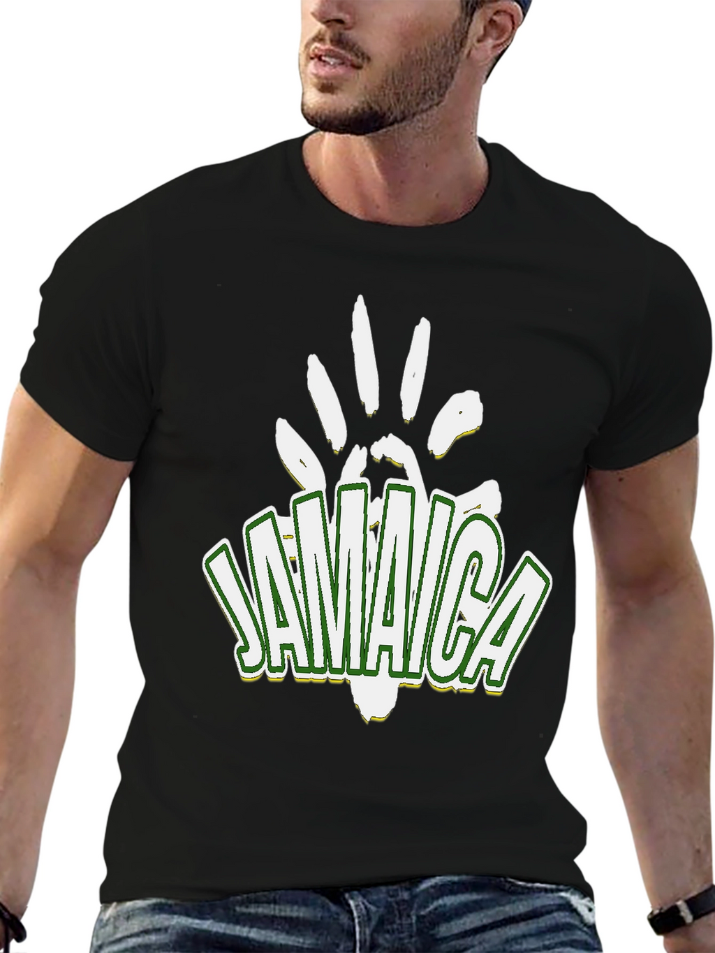 Jamaica Handprint Graphic Black T-Shirt