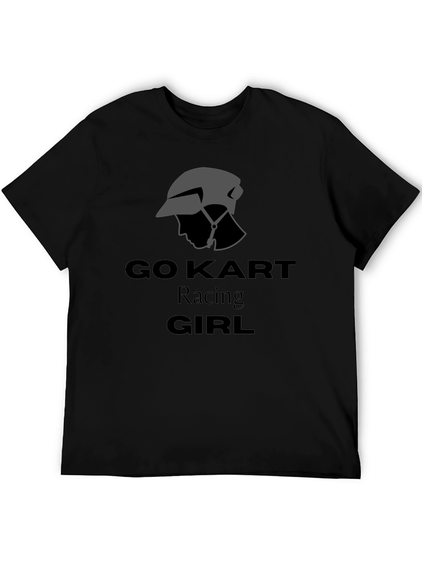 Go Kart Racing Girl T-Shirt - Black Cotton Tee