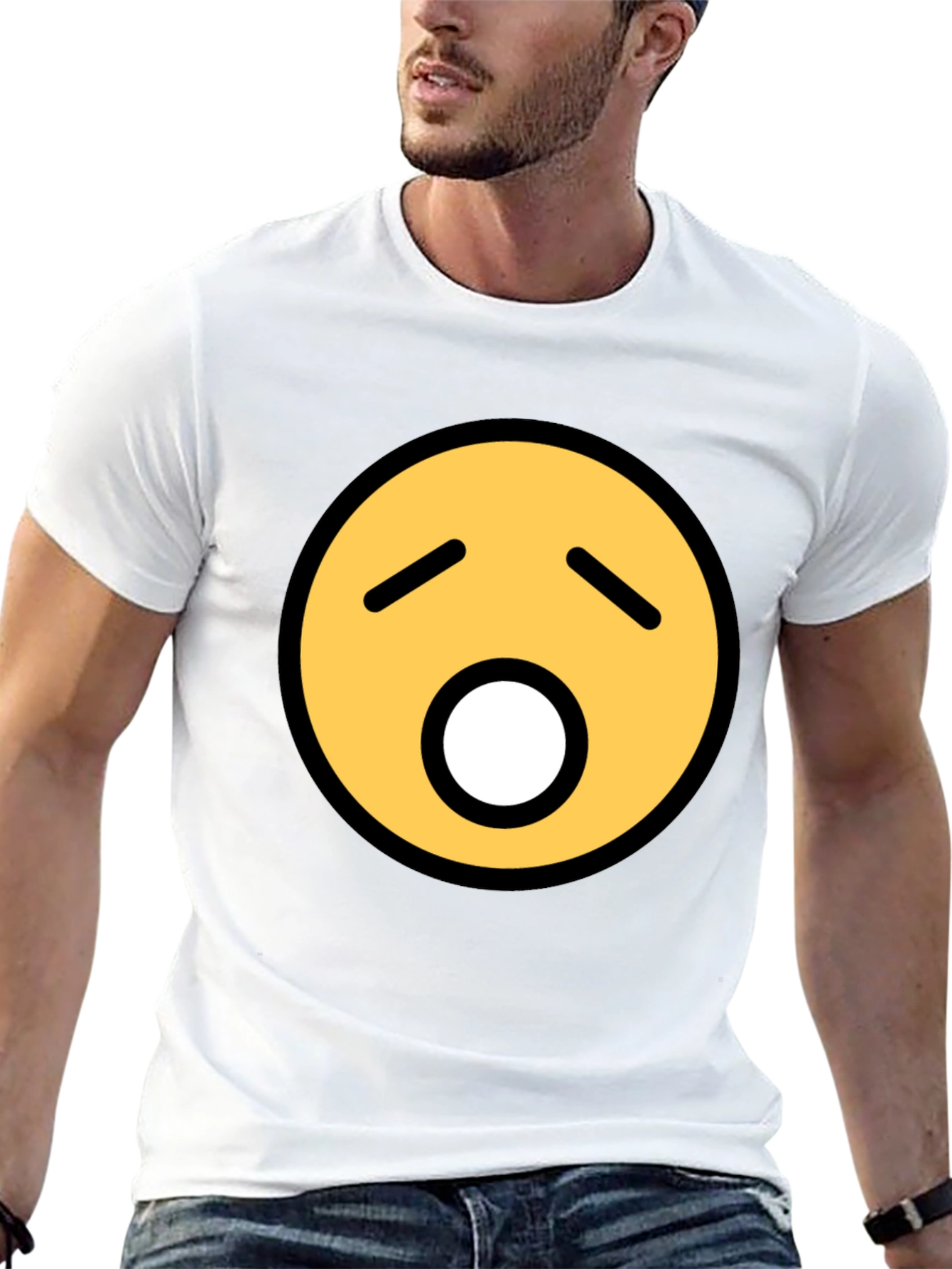 Yawning Emoji Graphic Tee - Black