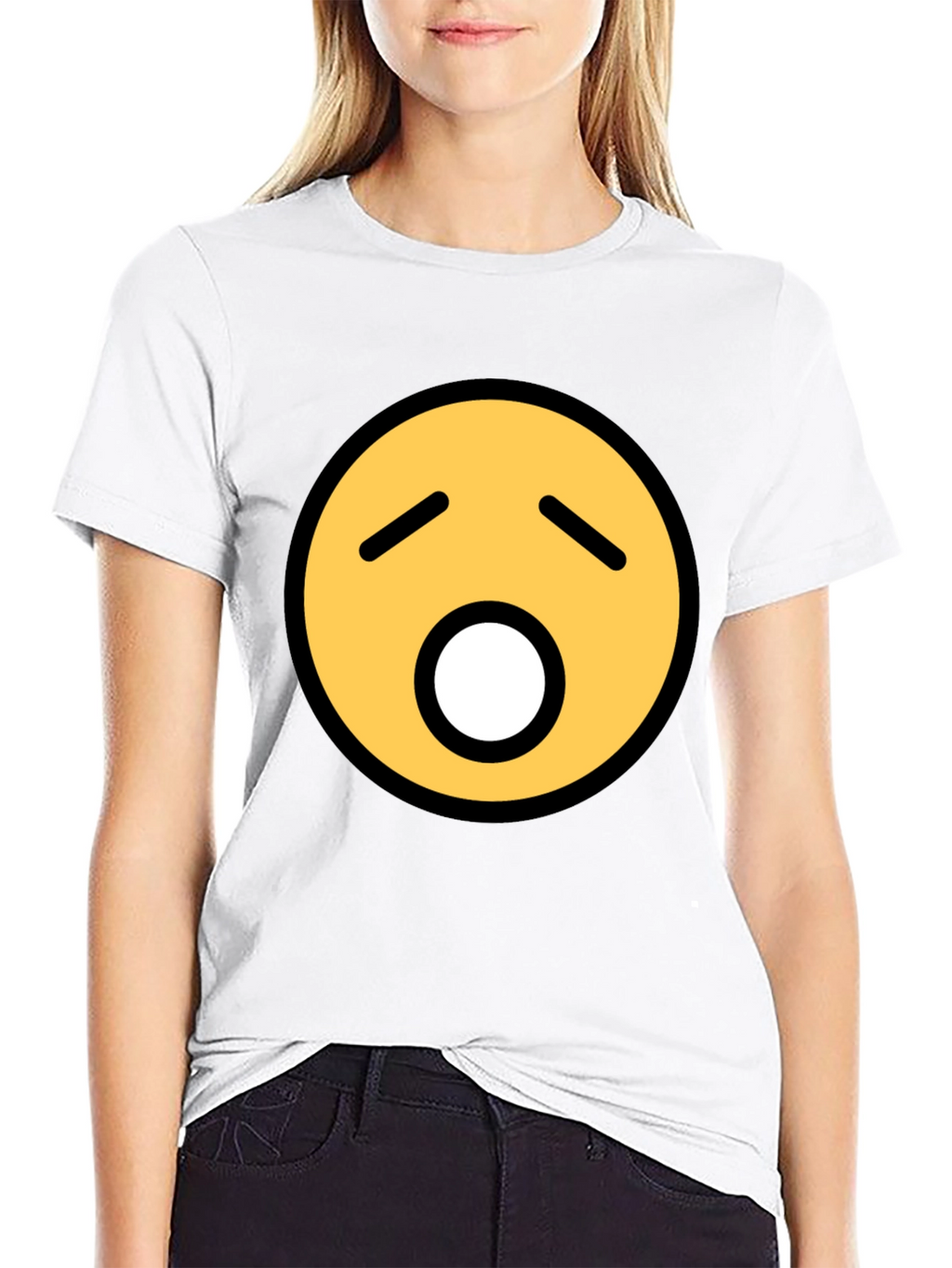 Yawning Emoji Graphic Tee - Black