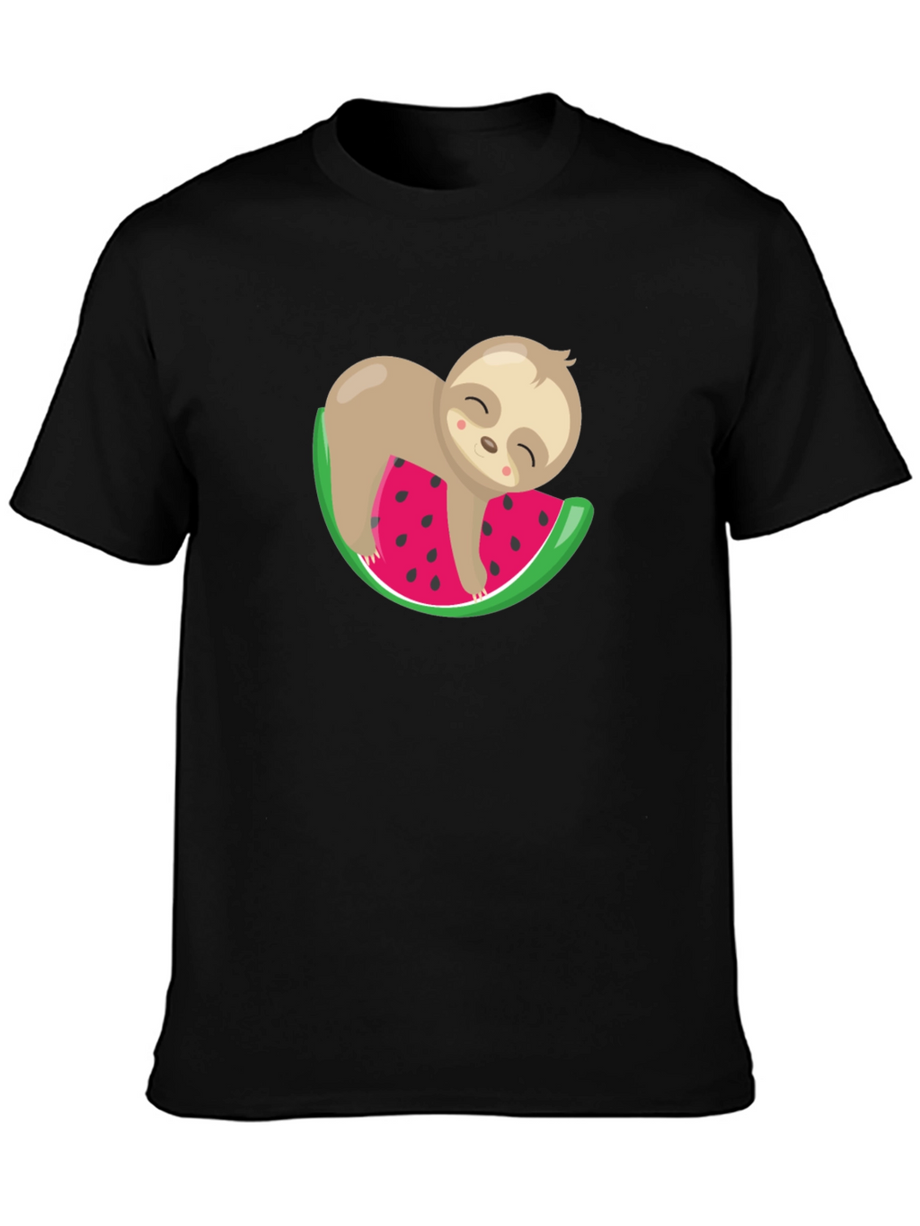 Cute Sloth Watermelon Graphic Tee - Unisex Black T-Shirt