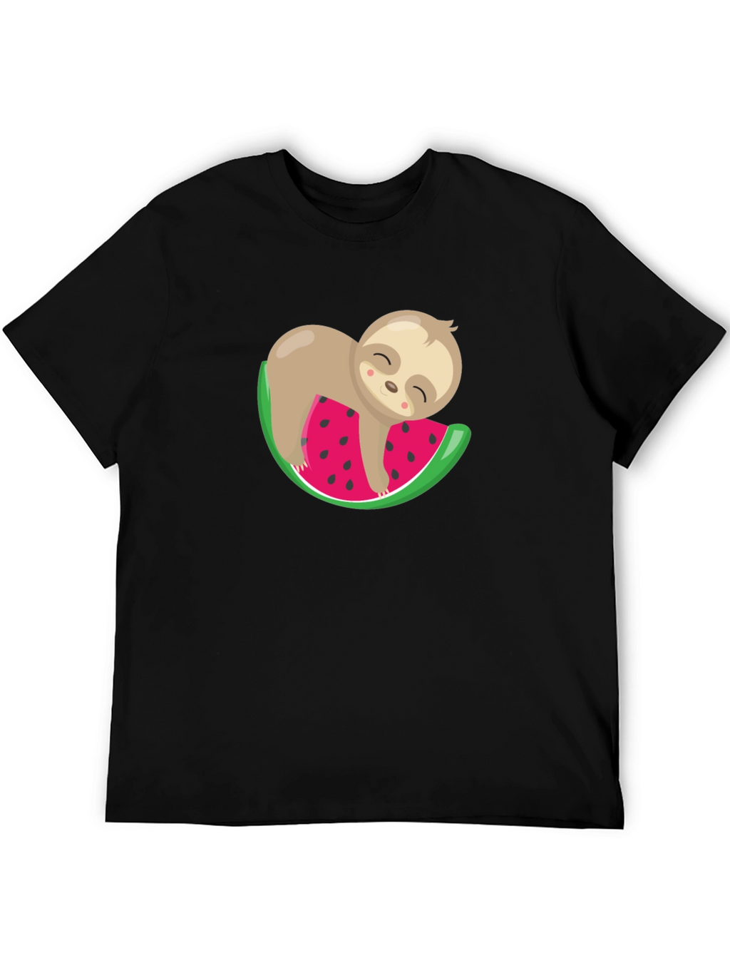 Cute Sloth Watermelon Graphic Tee - Unisex Black T-Shirt