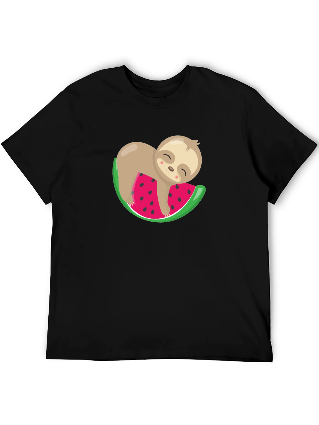 Cute Sloth Watermelon Graphic Tee - Unisex Black T-Shirt