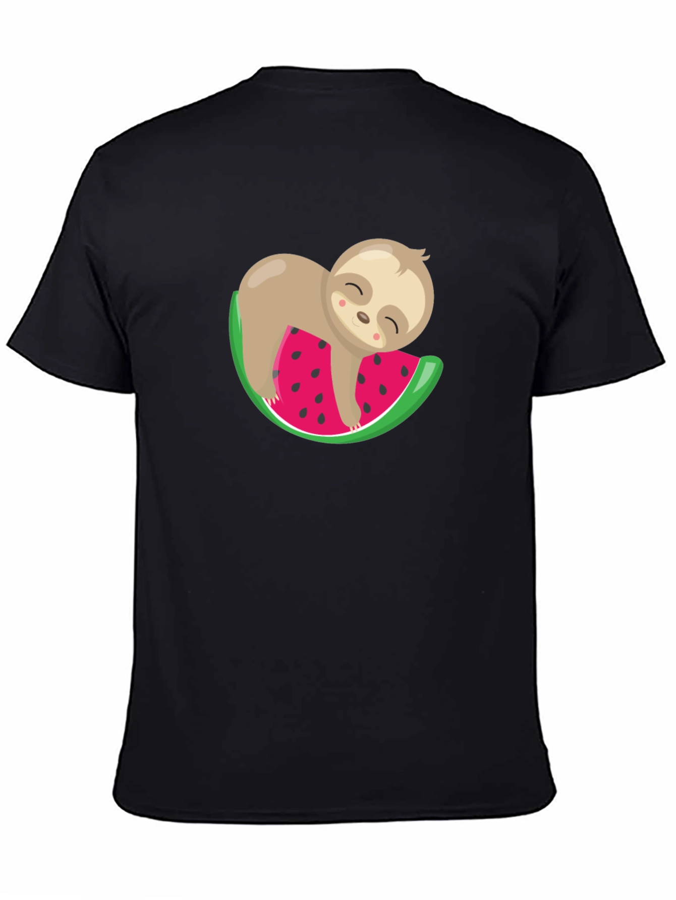 Cute Sloth Watermelon Graphic Tee - Unisex Black T-Shirt