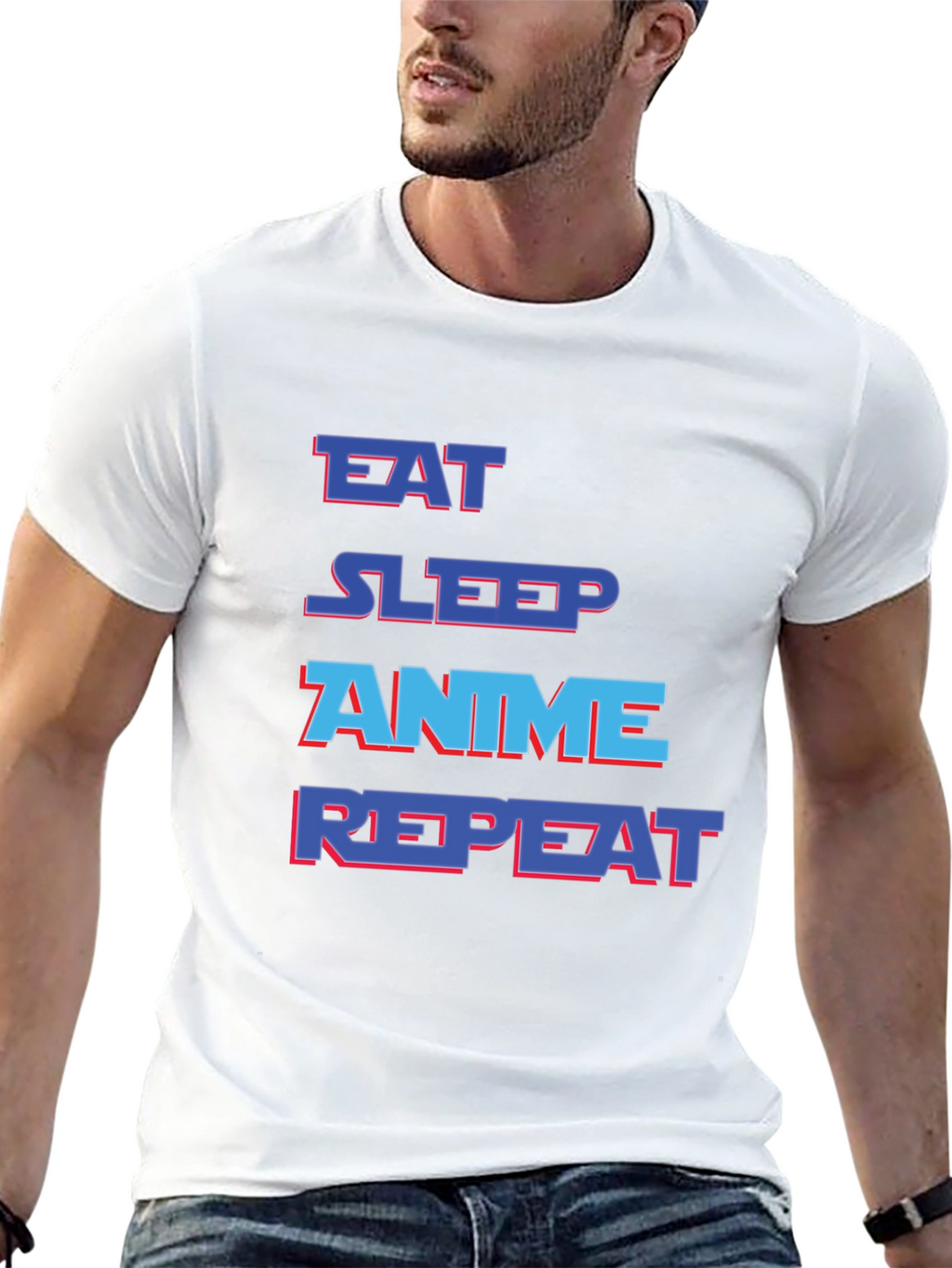 Eat Sleep Anime Repeat Black Graphic T-Shirt
